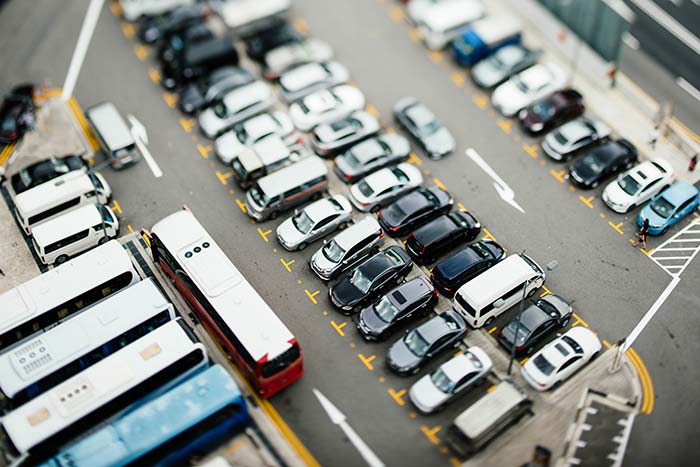 aerial view of a parking lot